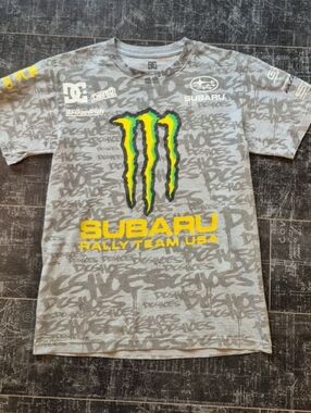 DC x Ken Block x Monster Energy x Subaru Rally Racing T-Shirt Mens Small Y2K